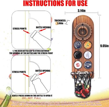 Bottle Opener Wall Mounted with Bottle Cap Collector, Magnetic Bottle Opener Wall, Wall Bottle Opener with Catch Basin, Beer Gifts for Men, Dad, Husband, Bar Accessories for Home, Outdoors (Style 6)