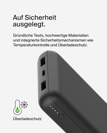 Powerbank Belkin 20000mAh з USB-C та USB-A: заряд для iPhone, Galaxy, Pixel, iPad, AirPods та інших пристроїв – Чорний