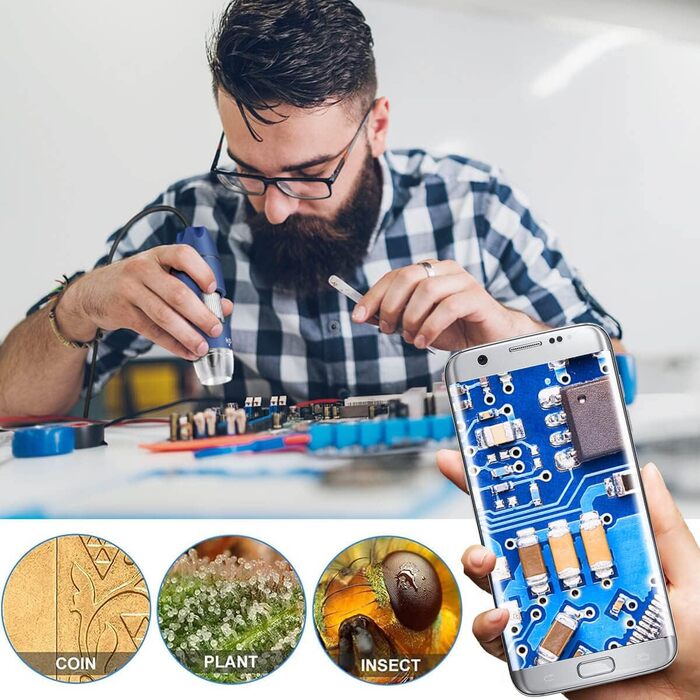 Цифрова мікроскоп-камера Ninyoon 1080P USB для iPhone, iPad, Android, PC, 50-1000x, з підсвічуванням