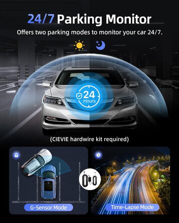 Відеореєстратор для авто 4K C200: 360° поворотний, 64GB карта, WiFi, нічна зйомка, паркування, G-сенсор, IPS дисплей