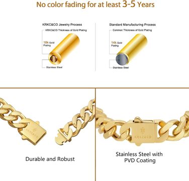 Чоловічий браслет KRKC&CO з кубинськими ланцюжками, 18 мм, Miami Iced Out, золотий, для вуличної моди, хіп-хоп, 21.6 см