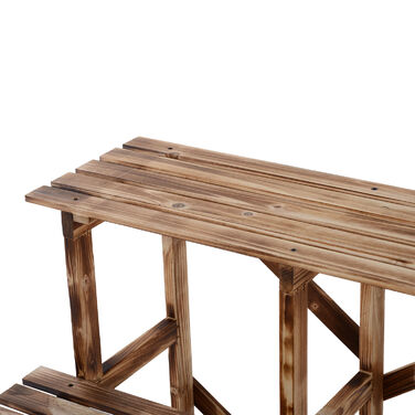 Outsunny Plant Ladder Flower Shelf 3-Tier Pine Wood 80 x 80 x 78cm for Garden Balcony & Terrace