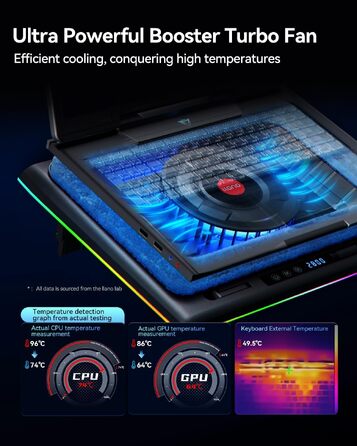 Ігровий охолоджувач для ноутбука llano V12 RGB з потужним турбовентилятором 5.5