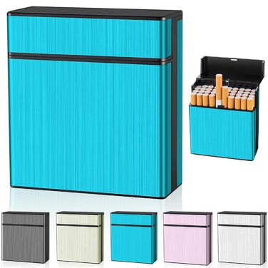 Металеве тютюнопакувальник для 40 сигарет, великий, з магнітною кришкою, сигаретна коробка XXL, для жінок та чоловіків (блакитний)
