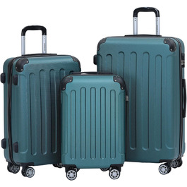 Набір валіз Beibye 2045 з двома колесами, 3 шт., для подорожей, жорсткий корпус, 20 кольорів (темно-зелений)