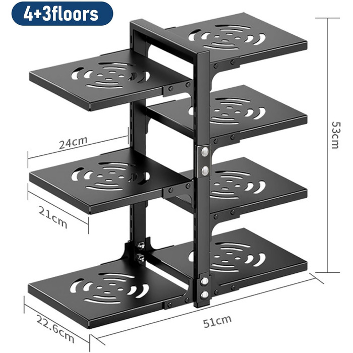 Pot Organizer, 7 tiers, adjustable, sturdy, for kitchen cabinets, versatile, for pots and pans