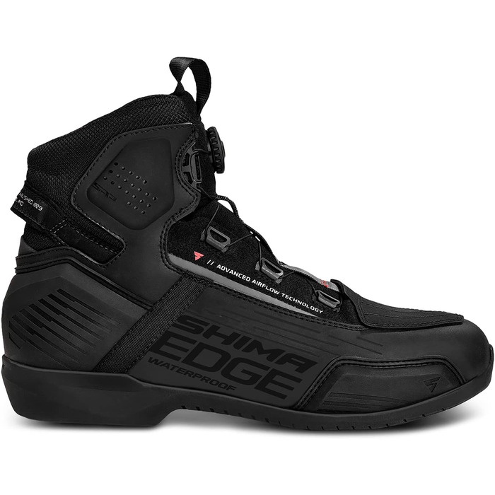 Мотоциклетні черевики SHIMA EDGE WP для чоловіків - водонепроникні, з Knöchelstütze та ATOP-застібкою, чорні, 43 EU