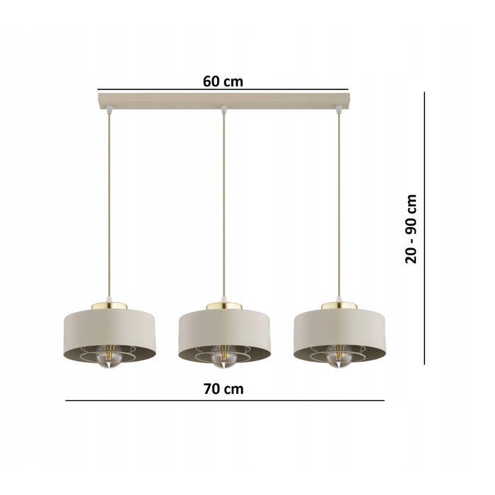 Підвісна люстра Elko-Lighting Spring Ecru, 3 точки освітлення, цоколь E27