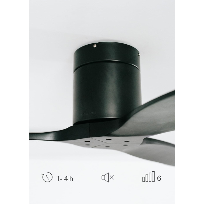 Вентилятор стельовий WINDCALM ABS чорний з пультом, 40W, Ø132cm, DC-двигун, таймер, літньо-зимовий режим, без освітлення