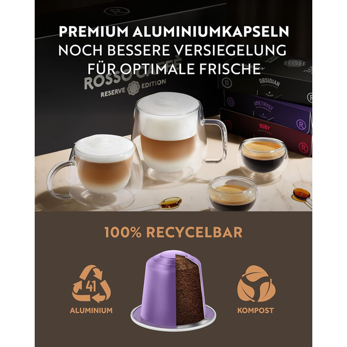 Капсули кави ROSSO CAFFÈ Nespresso Reserve Edition, 80 шт. (8 сортів преміум еспресо), сумісні з Nespresso, Made in Italy