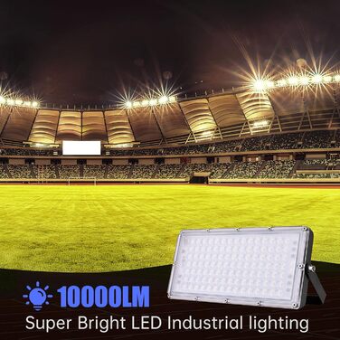 LED Floodlight 300W 30000LM Spotlight Outdoor Floodlight, 3000K Warm White Floodlight - IP65 Waterproof Floodlight Outdoor Wall Lights for Garden, Terrace, Garage, Sports Field, Factory, Workshop (10 Pieces, 100W Warm White)