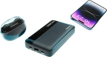 Powerbank Intenso HE20000: акумулятор 20000mAh з Power Delivery 100W, USB-C, сірий-чорний
