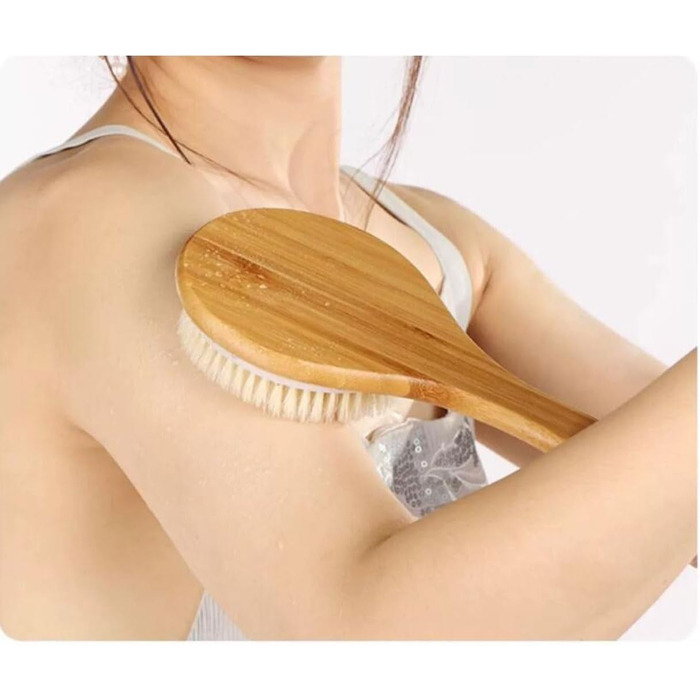 Women's Bath and Body Brushes with Bamboo and Boar Bristles, Long Handle Bath Brushes, Back Scrubbers for Shower for Men
