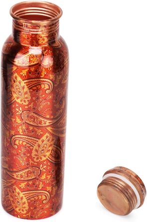 Zap Impex Copper Water Bottle for Ayurvedic Benefits, Rajasthani Print Design, Travelers Water Pitcher Bottle, Joint Free, 900ml