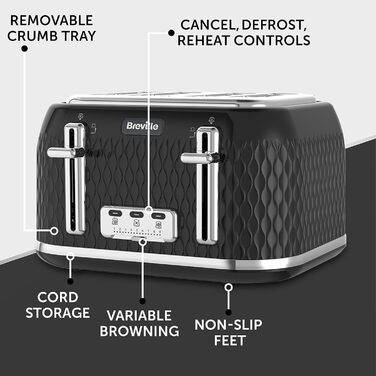 Електричний чайник Breville VKT017 Curve, 1.7 л, 3000 Вт, чорний