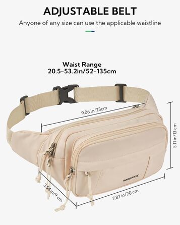 Сумка на пояс WATERFLY: спортивна, стильна, унісекс для чоловіків та жінок. Ідеальна для прогулянок, подорожей, MTB, тренувань з собакою (Бежевий)