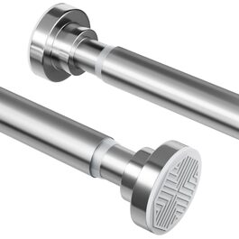 Штанга для душу без свердління з нержавіючої сталі, телескопічна, регульована, 70-195 см, для ванної кімнати, вікна, шафи, срібна