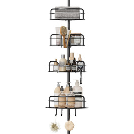 SONGMICS Поличка для душу та ванної кімнати, без свердління, 4 яруси, регульована висота, чорний BCB003B01