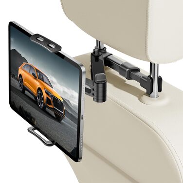 Тримач для планшета в авто: кріплення на підголівник, 360° обертання, сумісний з iPad, Switch, Kindle (4.7-13 дюймів), чорний