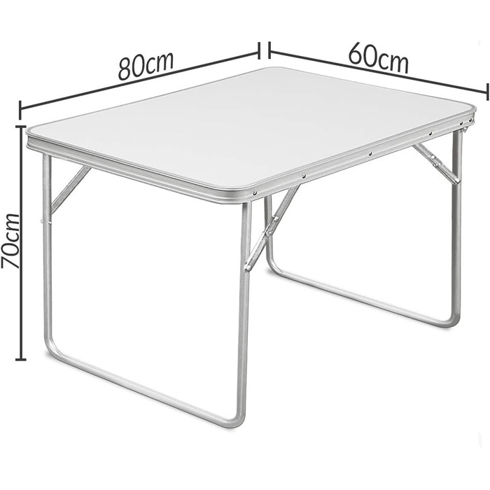 Складаний столик Casaria® для кемпінгу та саду: 80 x 60 см, алюміній, легкий, стабільний