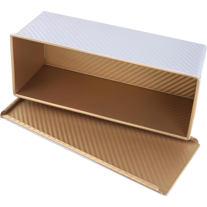 FUNSUEI Toast Bread Baking Pan 1kg, Bread Baking Pan with Lid, Loaf Pan for Toast and Cakes, Silver, 34 x 13.5 x 12 cm