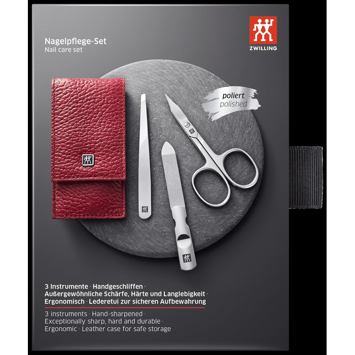 Набір Zwilling Classic Inox: 3 предмети (шкіряний чохол, ножиці для нігтів, ножиці)
