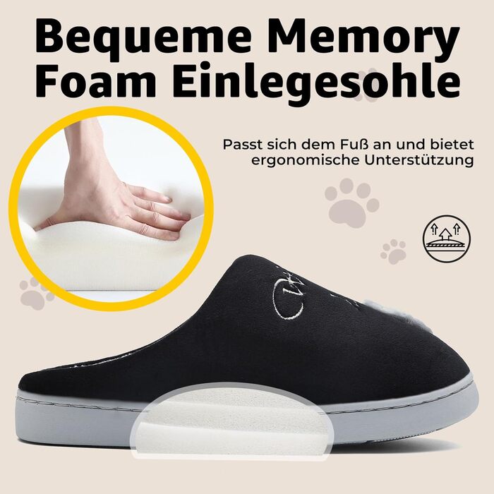 Тапочки зимові Mishansha з жорсткою підошвою - теплі, зручні, м'які, унісекс, для дорослих (41/42 EU, чорні)