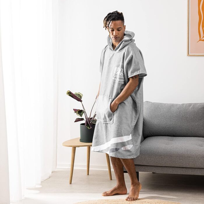 HOMELEVEL Badeponcho Unisex - Surf Poncho made of Cotton/Polyester - Towel for Adults - Bathrobe for Women and Men - Hooded Bath Towel