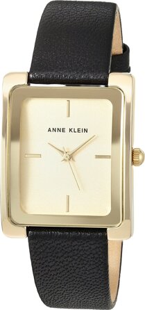 Жіночий шкіряний годинник Anne Klein у чорно-золотому кольорі