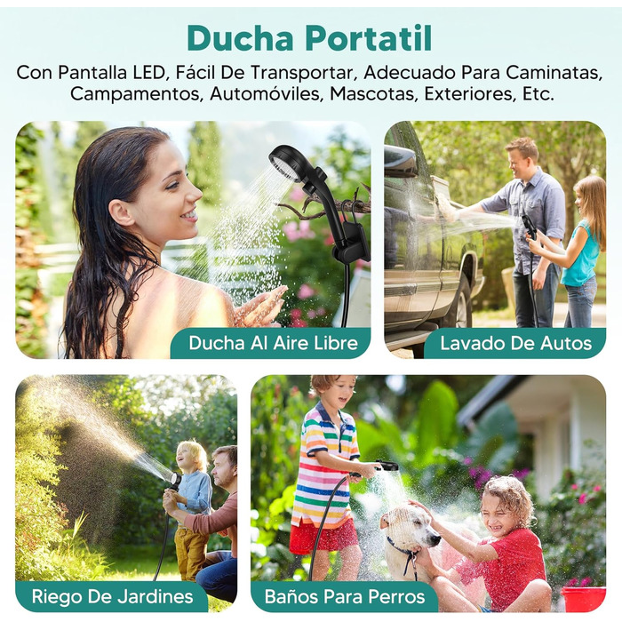 Портативна душова кабіна ShinePick для кемпінгу, 3000 mAh, LED-дисплей, 3 режими, водонепроникна IPX7, для кемпінгу, відпочинку на природі, авто та тварин