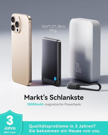 Power Bank MagSafe 45W з підтримкою Qi2, 10000mAh, з кабелем USB-C та підставкою, сумісний з iPhone 17/16/15/14/13