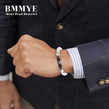Чоловічий браслет з натурального каміння BMMYE: лава та тигрове око, 8 мм, 2-4 шт.