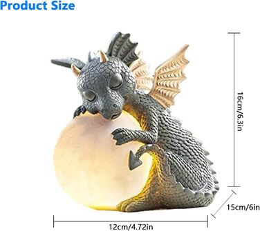 Decorative Dragon Figurine with Round Light, Dragon Figures Garden Decor for Outdoors, Decorative Dragon Garden Dragon for Balcony, Garden Decor Lucky Dragon for Men Women Girlfriend Mom Birthday