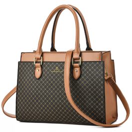 Стильна жіноча сумка-шопер Kurgool з двоколірної шкіри, трендовий дизайн, верхня ручка - кавово-коричнева