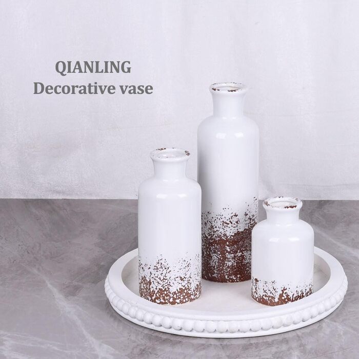 Набір керамічних ваз (3 шт.) сірого кольору для декору інтер'єру, сучасний, рустикальний стиль, для вітальні, кухні, полиці, спальні, ванної кімнати, каміна, столу, передпокою