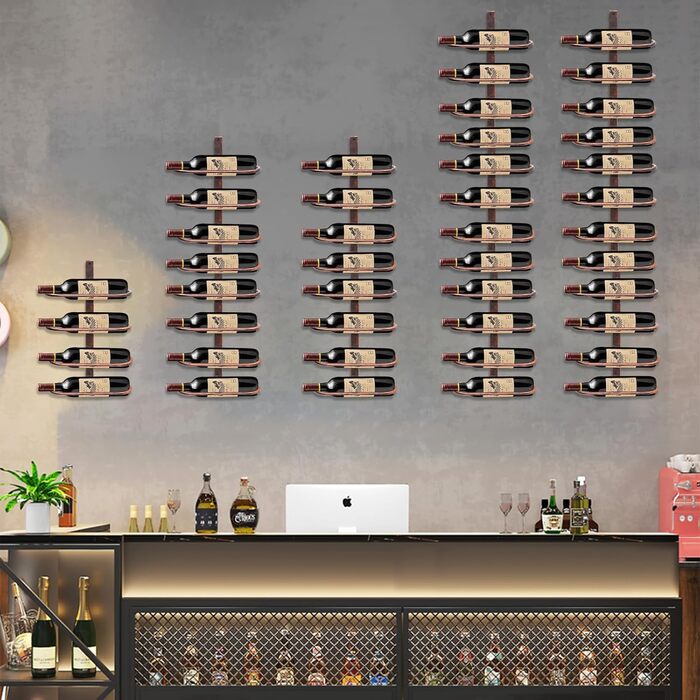 Настінна вітрина для вина з металу на 8 пляшок, металевий вітринний стеллаж для вина