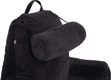 Подушка для чоловіків з підлокітниками - чорна, преміум-якість, з піною з пам'яті, знімний валик для шиї | Black