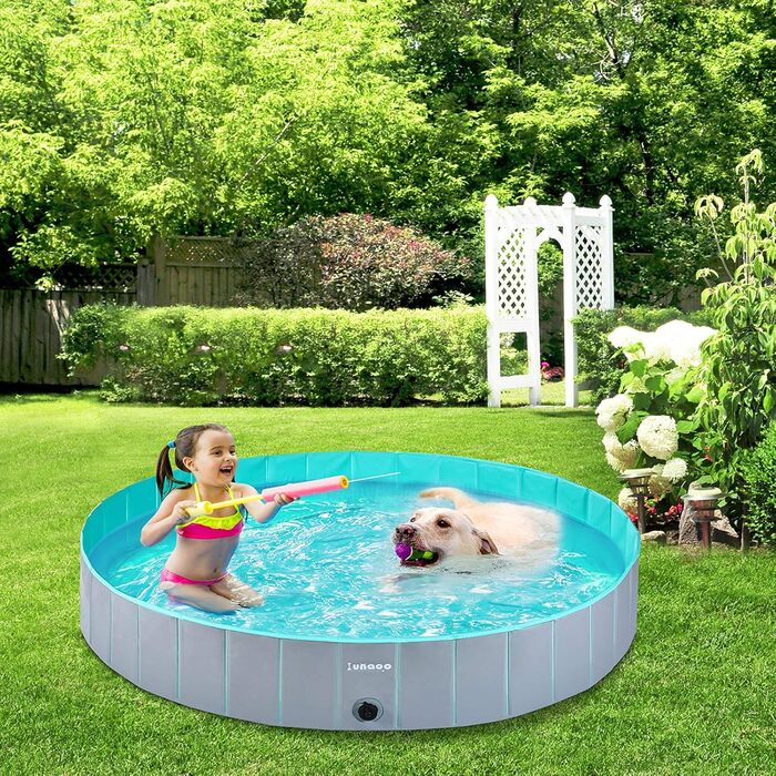 Dog Pool for Large Dogs, Foldable Swimming Pool Splash Pool Dog, Portable PVC Dog Pool Bathtub Dog Swimming Pool for Large Small Dogs, (Light Green, XL (160 x 30 cm))