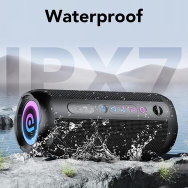 Портативна Bluetooth колонка з підсвічуванням, 30W, водонепроникна IPX7, подвійний бас, акумулятор 3000mAh, RGB, TWS, AUX, TF картка, для відпочинку на природі, вечірок та подорожей