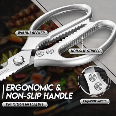 Набір кухонних ножиць DRAGON RIOT Stabile: 2 шт. (японська сталь), для м'яса, птиці, кісток. Нержавіюча сталь, гострі