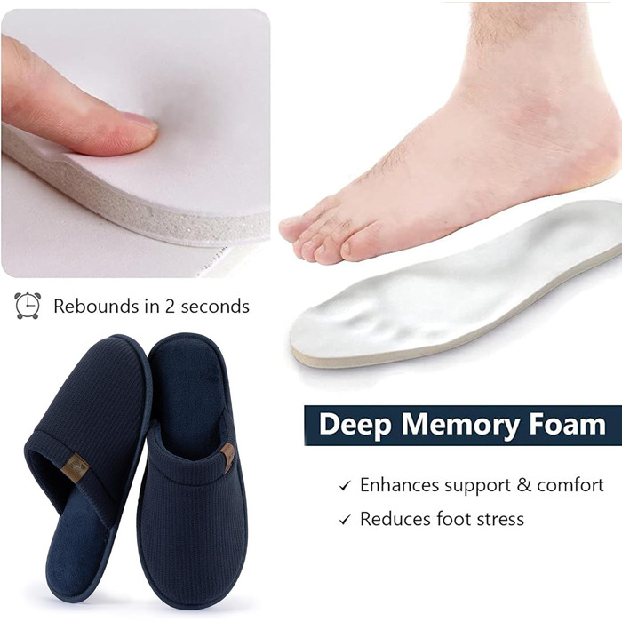 Чоловічі домашні тапочки RockDove LiteStep з вафельної в'язки, розмір 44/45.5 EU, темно-синій