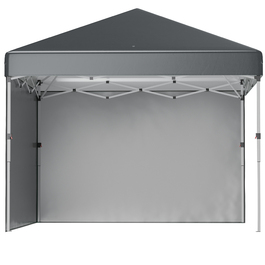 Outsunny Folding Gazebo 2.97 x 2.97 m with Side Walls, UV Protection Camping Tent, Party Tent with Sandbag, Steel Dark Gray for Garden & Terrace