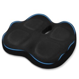 Ортопедична подушка для сидіння з Memory Foam для офісного крісла, авто та інвалідного візка, чорна. Зняття тиску на куприк, комфорт.