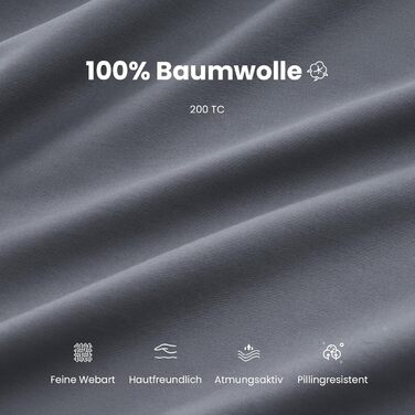 Комплект постільної білизни 135x200 зелений бавовна 4-х частинний, комплект постільної білизни салатовий, 2 наволочки 80x80 см, постільна білизна ÖKO-TEX Aesthetic 100% бавовна з блискавкою (сірий, 2-х частинний | 135x220 см)