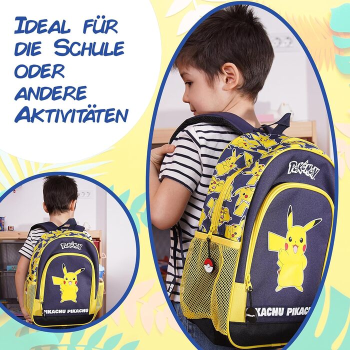 Дитячий рюкзак Pokémon Pikachu: для хлопчиків та дівчаток, 8-18 років, ідеальний для школи та як подарунок, блакитний