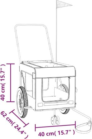 Фаркоп-причіп для велосипеда, переноска для собак, 120 x 54.5 x 53 см, сірий
