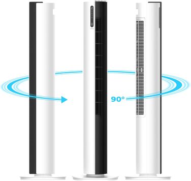 Турбовентилятор 110 см: тихий вентилятор з пультом, іонізація, 12 швидкостей, таймер 12 год, білий колір