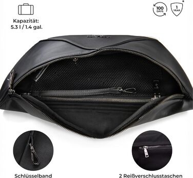 Berliner Bags Преміум поясна сумка Feline, шкіряна сумка через плече, кросбоді, бананка для жінок та чоловіків - чорна