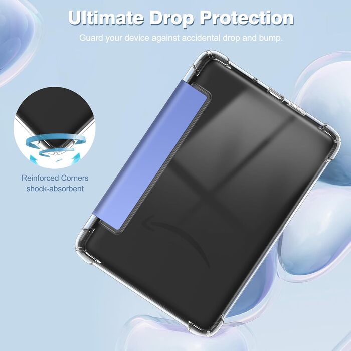 Чохол Fintie для Kindle 6 (11 покоління) 2024/2022, прозорий, м'який TPU, з авто-сном/пробудженням, Agavengrün (Ultramarinblau)