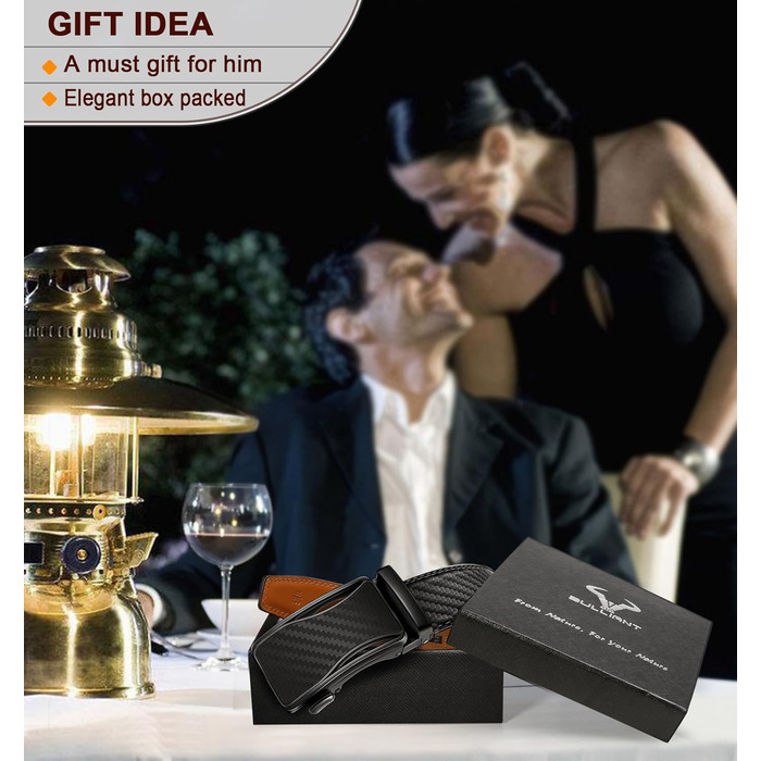 Чоловічий ремінь KEMISANT 2 шт. з автоматичною застібкою-разом, шкіряний ремінь регульованої ширини 35 мм з подарунковою коробкою (115 см/32'-38' розмір, 160 см/48'-56' розмір, 2 шт. чорний/Священний сірий 8126)